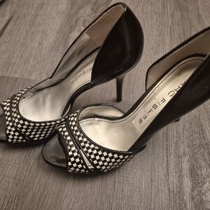 Marc Fisher Black and White Heels with D'Orsay Style